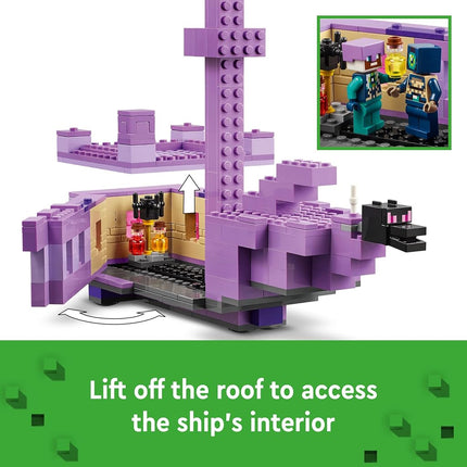 LEGO Minecraft The Ender Dragon and End Ship Toy - Play & Display Set with a Boat, Dragon and 3 Figures incl. an Enderman - Gamer Gift for 8+ Year Old Boys & Girls - 21264