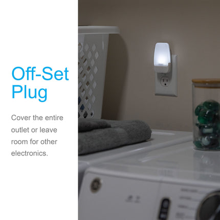 GE Luz nocturna LED, enchufable, sensor de anochecer a amanecer, blanco frío, iluminación ambiental, para dormitorio de niños y adultos, baño, guardería, cocina, pasillo, 55991, paquete de 2