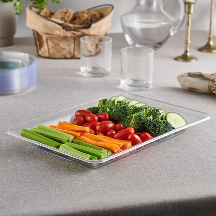 Plasticpro Plastic Serving Trays - Serving Platters Rectangle 10 X 14 Disposable Party Dish Crystal Clear Pack of 4