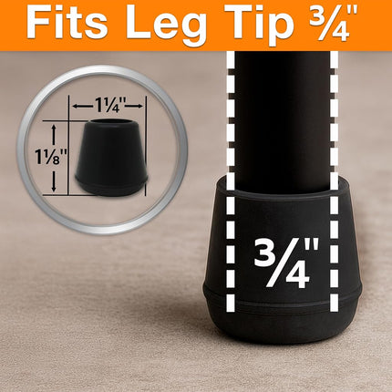 Shepherd Hardware 8760E 3/4-Inch Inside Diameter Rubber Leg Tips, 24-Pack, Black, 3/4"