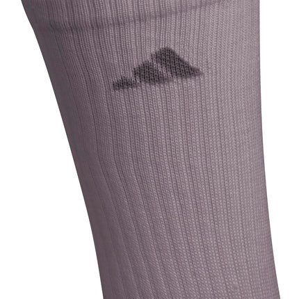 adidas Women's Athletic Cushioned Crew Socks (6-Pair) with arch compression, Preloved Fig Purple/Clear Onix Grey/White, M