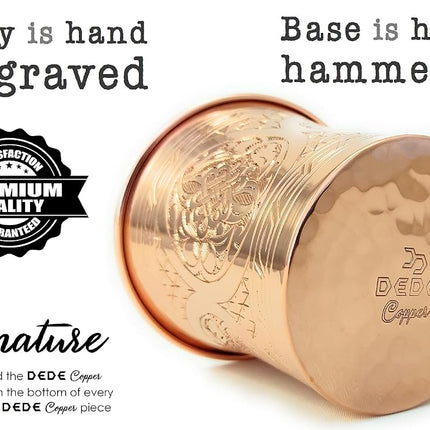 Dede Copper - CC Series (20 oz) - Handcrafted Super Heavy Weight Drinking Cups or Serving Cold Beverages and Cocktail Mugs, Handmade Unlined Uncoated Pure Solid Copper Tumblers (Engraved)