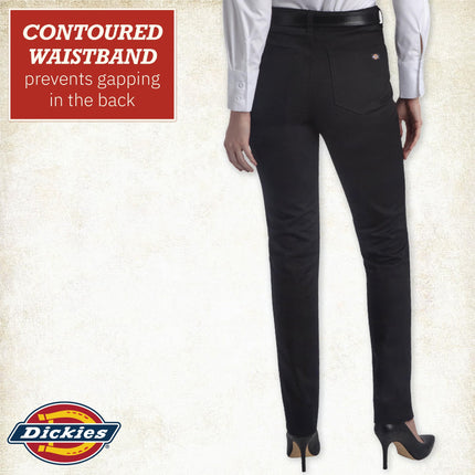Dickies Womens Women's High Rise Skinny Twill Pants, Rinsed Black, 28