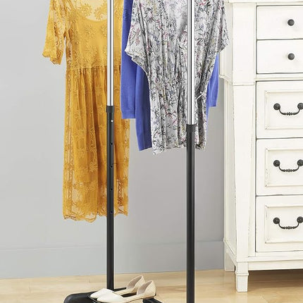 Whitmor Adjustable Garment Rack, Black/Silver, 17.3" D x 17.3" W x 64.5" H