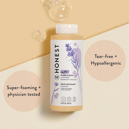 Honest Calming Lavender Hypoallergenic Bubble Bath with Naturally Derived Botanicals, Dreamy Lavender, 12 Fluid Ounce