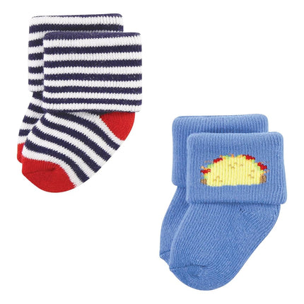 Hudson Baby Baby Girls' Cotton Rich Newborn and Terry Socks, Snacks, 0-6 Months