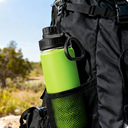 Mollcity Insulated Water Bottle for School-18oz/530ml Stainless Steel Vacuum Wide Mouth Sports Water Bottle with Silicone Boot-Reusable Metal Leak Proof Travel Water Flask (Apple Green)