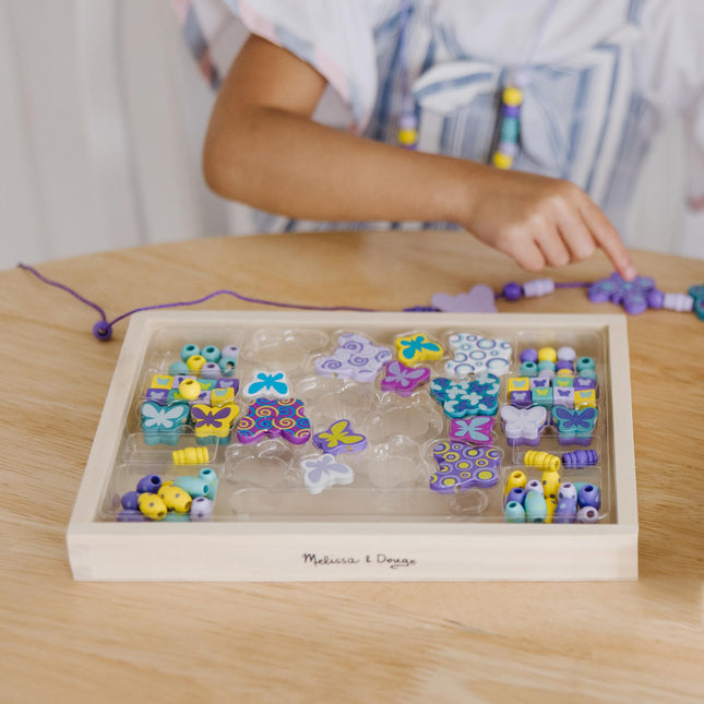 Melissa & Doug Created by Me! Butterfly Beads Wooden Bead Kit, 150+ Beads for Jewellery-Making
