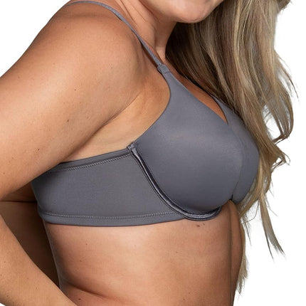 Vanity Fair Women's Full Figure Beauty Back Smoothing Bra, 4 Way Stretch Fabric, Lightly Lined Cups Up to H, Opaque, Underwire-Steele, 38D