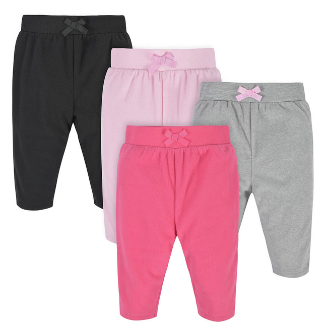 Gerber Baby Girls' 4-Pack Microfleece Pants, Pink/