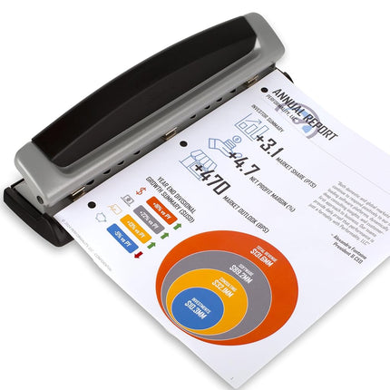 Swingline Desktop Hole Punch, 2-3 Hole Puncher, Precision Pro, Adjustable, 10 Sheet Punch Capacity, Black/Silver (74037)