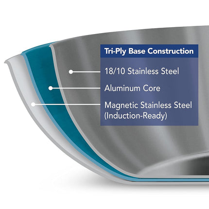 Tramontina 80116/007DS Gourmet 18/10 Stainless Steel Induction-Ready Tri-Ply Clad Fry Pan, 12-Inch, Stainless by Tramontina