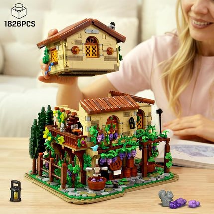 INSOON Grape Chateau Building Set with LED Light, 1831 PCS Winery House Building Kit for Adults Teens Kids Boys Girls 10+