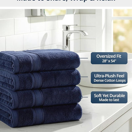 Lane Linen 100% Cotton Bath Towels 4 Pack, Ultra Soft - Taupe