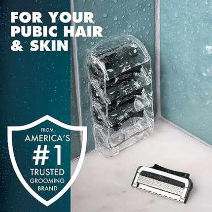 Gillette Intimate Pubic Hair Razor Cartridges, 4 Razor Blade Refills, Gentle and Easy to Use, Dermatologist Tested, With 2x Lubrication