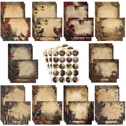 TaoBary 160 Pcs Gothic Stationery Paper and Envelo