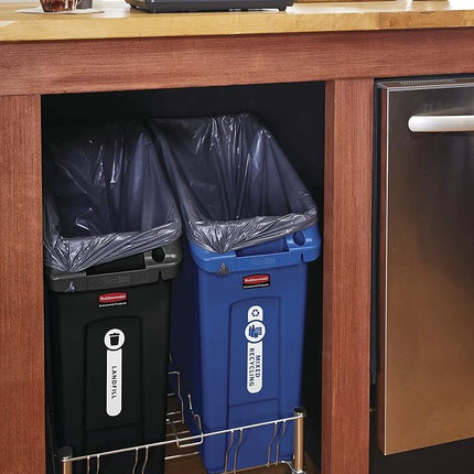 Rubbermaid Commercial Products Slim Jim Under-Counter Waste Container | Space-Saving Bin With Venting Channels For Desks, Cabinets Or Sinks | 49 L Gray