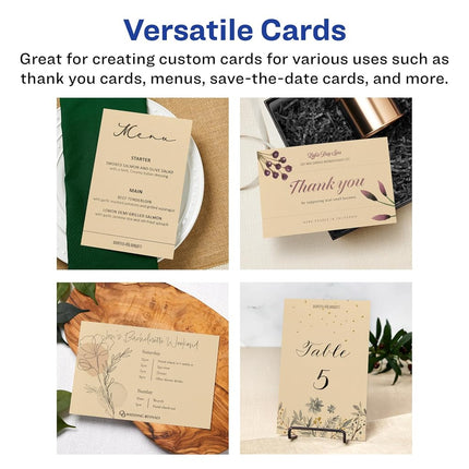 Avery Printable Rectangle Invitation Cards, 5.5" x 8.5", Kraft Brown Cardstock, Laser/Inkjet Cards, 50 Total