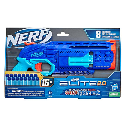 Nerf Elite 2.0 Trailblazer RD-8 Blaster, Wild Edition Color Design, 8-Dart Rotating Drum, Hammer Action, 16 Elite Darts, Tactical Rail
