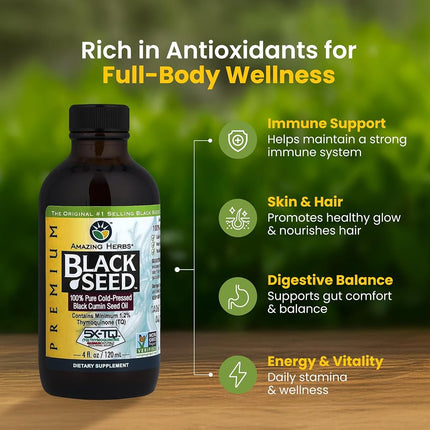 Amazing Herbs Premium Black Seed Oil, 4 Fluid Ounce
