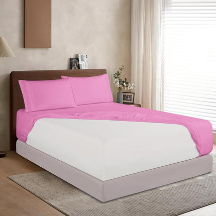 Elegant Comfort 1500 Premium Hotel Quality 18-24 Inches Deep - Extra Deep Pocket Single Fitted Sheet for High Mattress, Luxury and Softest, Smart Pocket - Wrinkle Free, Twin/Twin XL, Light Pink
