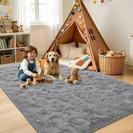 Noahas Fluffy Grey Rug for Living Room,5x8 Area Rugs,Thick Plush Shag Rug,Shaggy Rugs for Bedroom,Big Fuzzy Carpet,Comfy Kids Rugs,Large Living Room Rugs,Soft Nursery Rug for Baby,Living Room Decor
