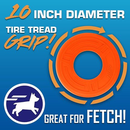 Jouet pour chien d'extérieur Nerf Dog Atomic Flyer, disque volant de 25,4 cm pour chien, jouet en caoutchouc pour chiens moyens et grands, orange