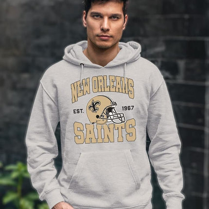 Junk Food NFL Team Helmet Hoodie Sweatshirt with Hood, Unisex, Athletic Heather, M