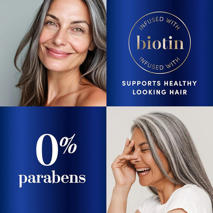Hair Biology Purple Shampoo and Conditioner Set for Grey Hair with Biotin, Safe for Colour-Treated Hair, Silver & Glowing Collection, 12.8 fl oz Each