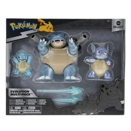 Pokemon PKW2773 Pokemon Select Evolution 3 Pack-Features 2 Squirtle, 3 Wartortle & 4.5-Inch Blastoise Battle Figures-Authentic Details