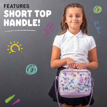 Sac à lunch isotherme Fit & Fresh pour enfants garçons et filles, sac à lunch pour enfants avec 2 sacs à collation réutilisables, boîte à lunch scolaire, Cypress Tie Dye Rose Multicolore