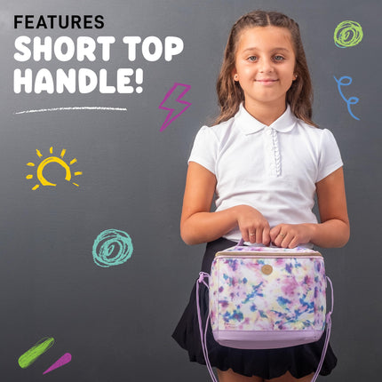 Sac à lunch isotherme Fit & Fresh pour enfants garçons et filles, sac à lunch pour enfants avec 2 sacs à collation réutilisables, boîte à lunch scolaire, Cypress Tie Dye Rose Multicolore