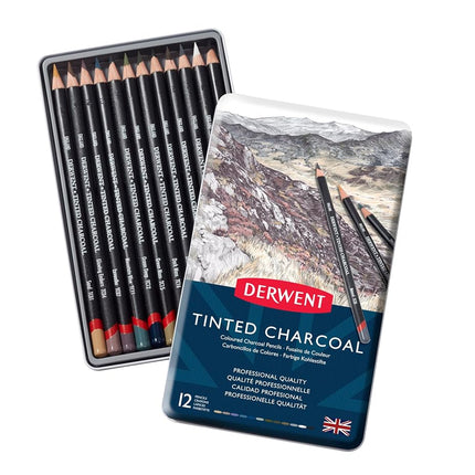 Derwent Tinted Charcoal Drawing Pencils, Set of 12