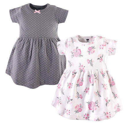 Hudson Baby Girls' Cotton Dresses, Pink/Gray Flora