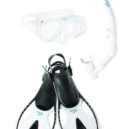 Speedo Adult Adventure Mask Snorkel Fin Set, Large/X-Large, Black