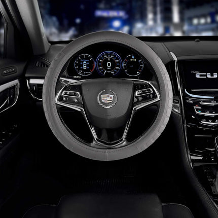 FH Group FH2006GRAY Steering Wheel Cover Microfiber Embossed Leather Gray Will Fit Most Cars, Trucks and SUVs Standard Size 14.5� � 15.5�