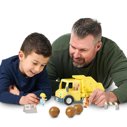 Bluey Dump Truck, With Load and Unload Feature, Get Some Work Done With Exclusive Hard-Hat and Muddy Bingo,