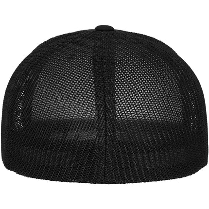 Flexfit Unisex-Adult's Mesh Fitted 2-Tone Trucker Hat, Black, One Size