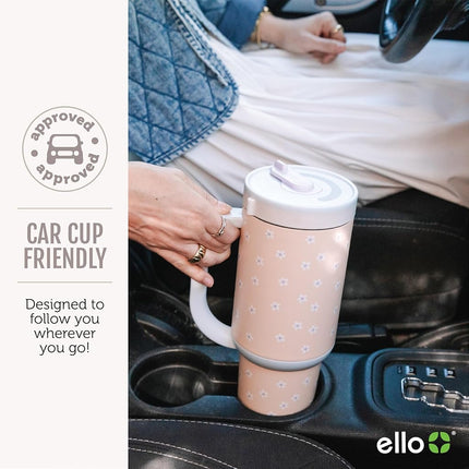 Ello Oasis 40oz Stainless Steel Water Bottle - Beige Gingham