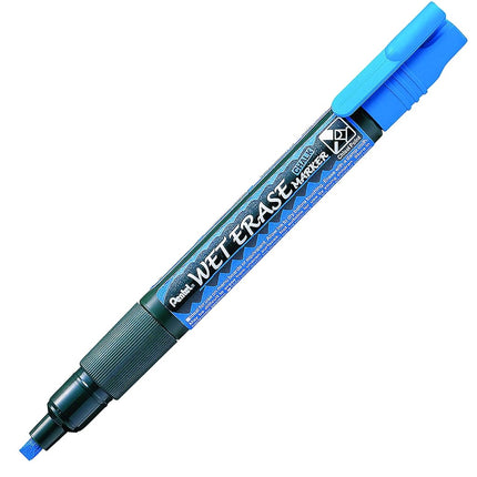 Pentel Arts Wet Erase Chalk Marker, Ideal on Blackboards and Windows, Small Chisel Tip, Blue Ink, SMW26-C, Box of 12