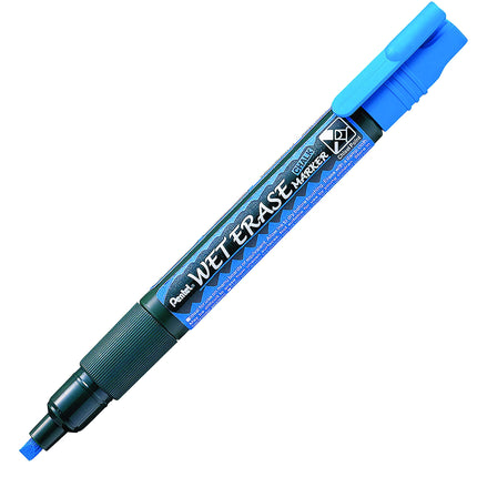 Pentel Arts Wet Erase Chalk Marker, Ideal on Blackboards and Windows, Small Chisel Tip, Blue Ink, SMW26-C, Box of 12