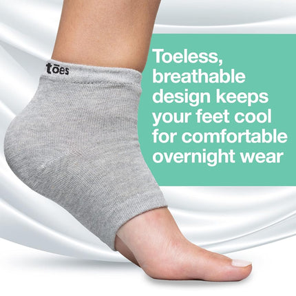 ZenToes Moisturizing Heel Socks 2 Pairs Gel Lined Toeless Spa Socks to Heal and Treat Dry, Cracked Heels While You Sleep (Regular, Gray)