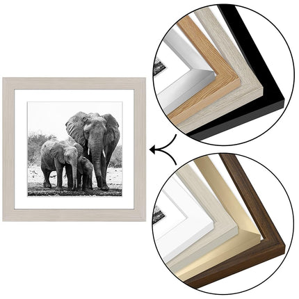Americanflat 11x11 Picture Frame in Light Wood - Displays 8x8 With Mat and 11x11 Without Mat - Composite Wood with Shatter Resistant Glass - Horizontal and Vertical Formats for Wall
