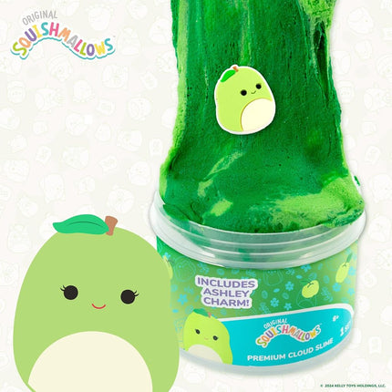SQUISHMALLOWS Original Ashley The Apple Premium Cloud Slime, 8 oz. Fluffy Slime, Green Apple Scented, 3 Fun Slime Add Ins, Pre-Made Slime for Kids, Great 6 Year Old Toys, Super Soft Sludge Toy