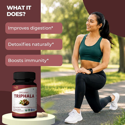 Organic Spree Triphala 120 Tablets - Amla, Haritaki & Bibhitaki - 60 Days Supply - Supports Digestion, Occasional Bloating & Colon Cleanse* | USDA Organic, GMP, HACCP Certified - Pack of 3