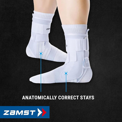 Zamst A1 Ankle Brace for Sports - Breathable Sports Ankle Support for Men and Women with Adjustable Three Way Straps for Moderate Lateral Ankle Sprain - White, Left, Large