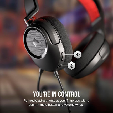 Corsair HS35 v2 Multiplatform Wired Gaming Headset � Flexible Omni-Directional Microphone � Universal 3.5mm Connection � PC, Mac, PS5, PS4, Xbox, Nintendo Switch, Mobile � Red