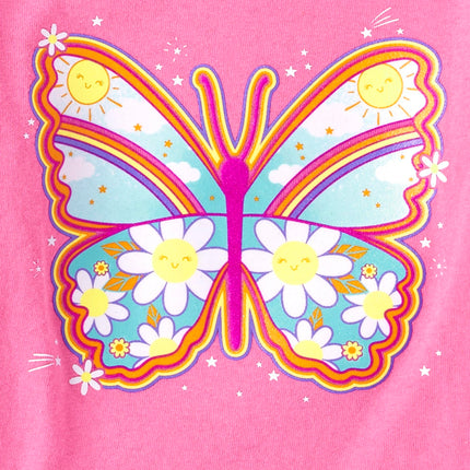 The Children's Place Baby Girls' and Toddler Assorted Everyday Long Sleeve Graphic T-Shirts, School Love/Preschool/Butterfly 3-Pack, 4T