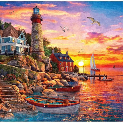 Buffalo Games - Dominic Davison - Atardecer en Lighthouse Bay - Rompecabezas de 1000 piezas para adultos - Rompecabezas desafiante, perfecto para noches de juegos - El tamaño final es de 26,75 x 19,75