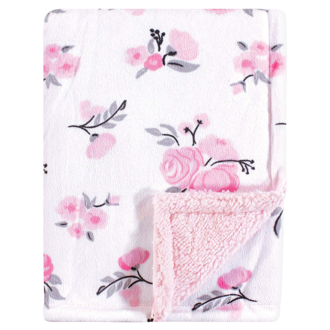 Hudson Baby Mink Blanket with Sherpa Backing, Pink